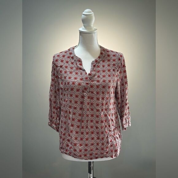 Brick Anne Carson Patterned Blouse Size L EUC - Picture 1 of 6